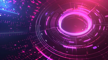 Obraz premium An abstract geometric circle background resembling a digital HUD display, showcasing innovative technology for gaming graphics interface