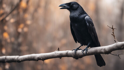 crow on the branch , isolated white background
