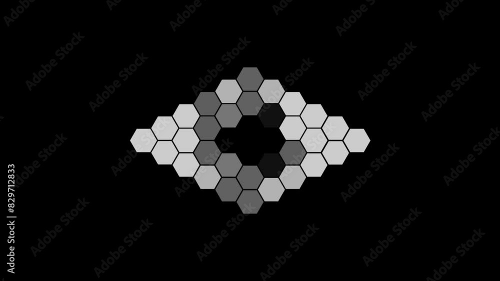 Poster computer generated hexagons arranged in diamond shape on black background