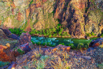 View of the Black Canyon at sunset.