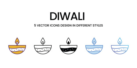 Diwali vector icons set stock illustration