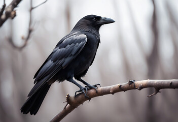crow on the branch , isolated white background
