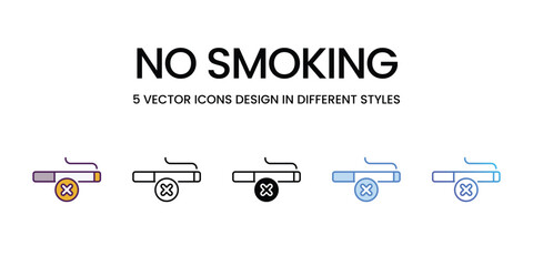 No Smoking vector icons set stock illustration