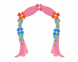 Wedding arc door with flowers wedding decor fashion interior vector illustration