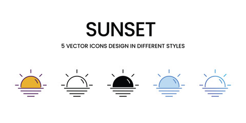 Sunset vector icons set stock illustration