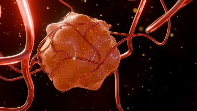 3d rendering of cancer requires a blood supply to deliver the nutrients and oxygen it needs to grow and survive