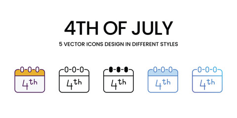 4th Of July vector icons set stock illustration