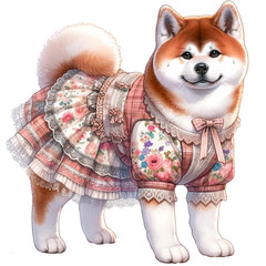 Shiba-inu with a Lolita (fashion style)