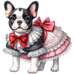 bulldog　with a Lolita (fashion style)