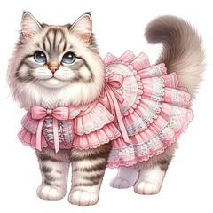 Cat in Pink Lolita Fashion