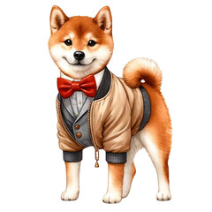 Shiba-inu with a bow