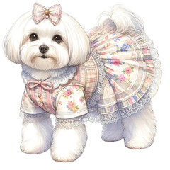 dog with a pink ribbon