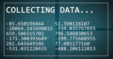 Image of data processing over blue background