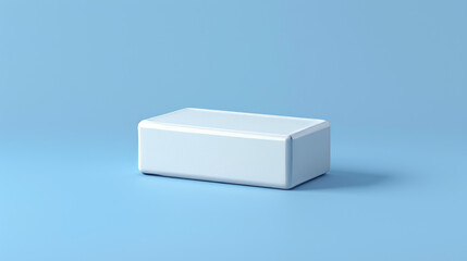 A white box sits on a blue background