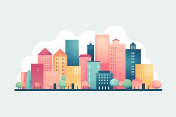 Obraz premium Colorful cityscape featuring modern skyscrapers buildings vibrant, abstract style. Perfect urban artistic projects.