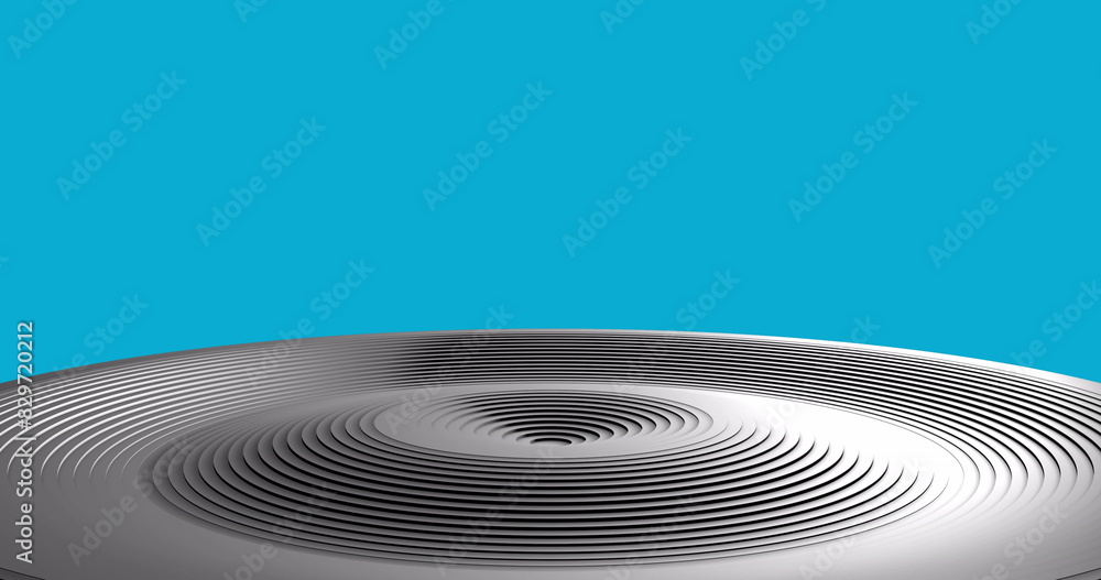 Poster image of grey circles pattern pulsating on blue background