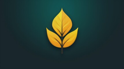 Fototapeta premium Elegant golden leaf icon on a dark green background, symbolizing nature, growth, and sustainability. Ideal for eco-themed projects.