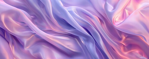 Obraz premium Abstract background with waves of smooth silk fabric in soft pink and lavender tones. Fashion and beauty concept. Banner with copy space.