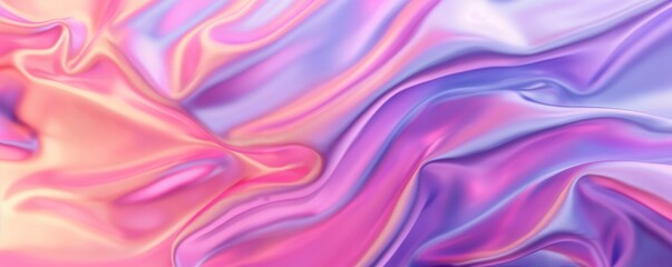 Obraz premium Abstract background with waves of smooth silk fabric in soft pink and lavender tones. Fashion and beauty concept. Banner with copy space.