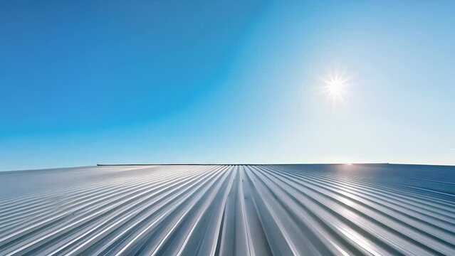 Sleek Metal Sheeting Against Heavenly Blue