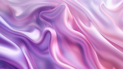 Obraz premium Abstract background with waves of smooth silk fabric in soft pink and lavender tones. Fashion and beauty concept. Banner with copy space.