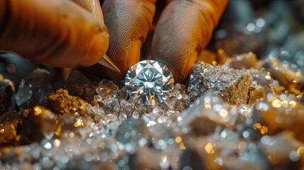 A person meticulously crafting a diamond on a table in a workshop