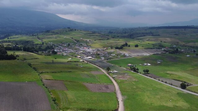 Aerial Drone Flyover, Romerillos neighborhood, EL chaupi Parish, Pichincha province, Ecuador.