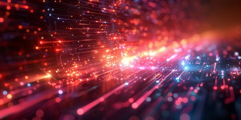 Fototapeta premium A blur of vibrant lights glowing in the darkness, creating a mesmerizing visual display