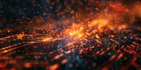 Bright lights create abstract patterns on blurred background