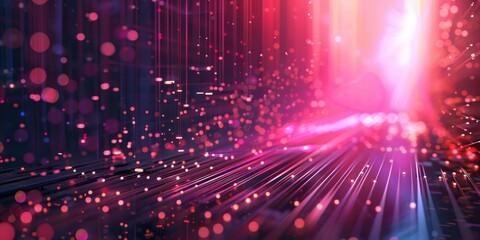 Fototapeta premium A computer screen displayed against a backdrop of bright lights, creating a striking visual contrast