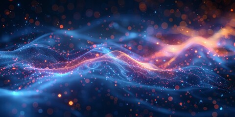 Computer generated depiction of a vibrant wave of light in motion