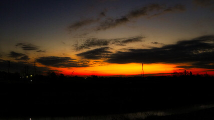 日本の早朝の風景(マジックアワー)自然の風景