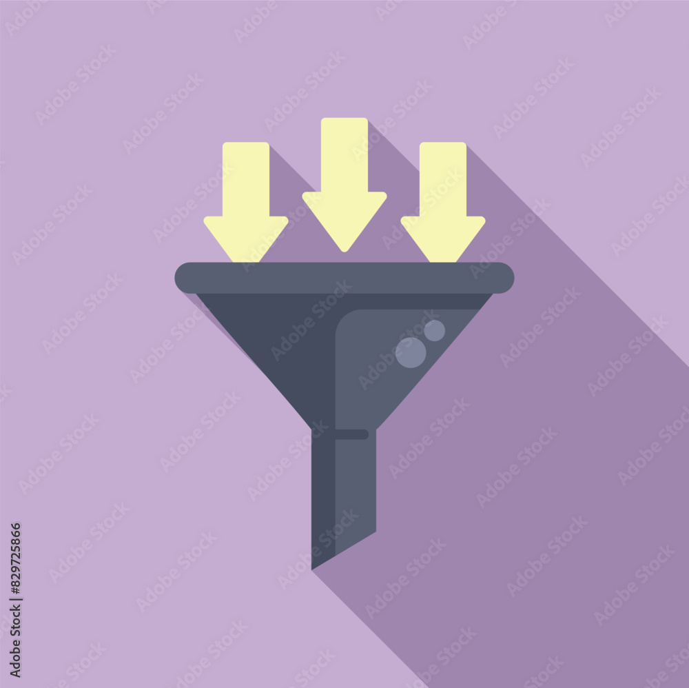 Poster abstract data filtering concept illustration with flat design vector. arrows. and funnel symbol for 
