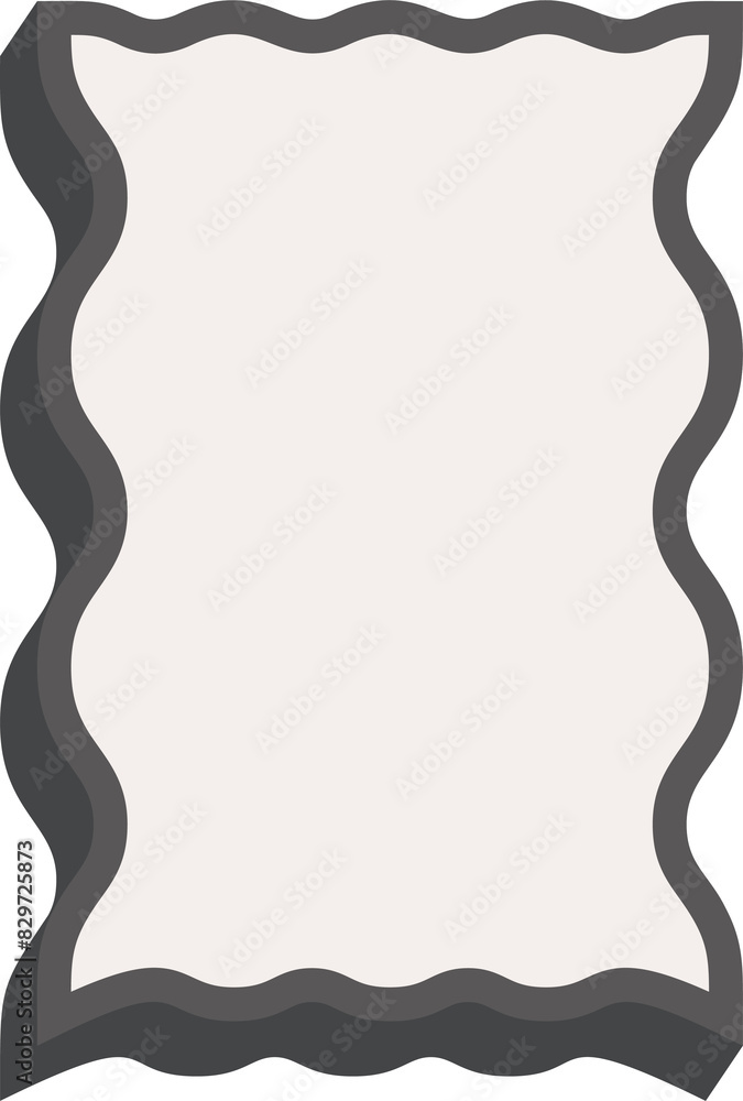 Poster wavy rectangle frame. scallop edge box. outline squiggle border. groovy zigzag abstract shape. cute 