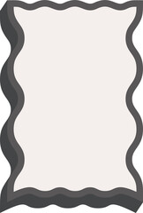 Wavy rectangle frame. Scallop edge box. Outline squiggle border. Groovy zigzag abstract shape. Cute square aesthetic banner. Retro art.