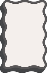 Wavy rectangle frame. Scallop edge box. Outline squiggle border. Groovy zigzag abstract shape. Cute square aesthetic banner. Retro art.