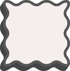 Wavy rectangle frame. Scallop edge box. Outline squiggle border. Groovy zigzag abstract shape. Cute square aesthetic banner. Retro art.