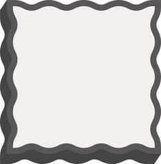 Wavy rectangle frame. Scallop edge box. Outline squiggle border. Groovy zigzag abstract shape. Cute square aesthetic banner. Retro art.
