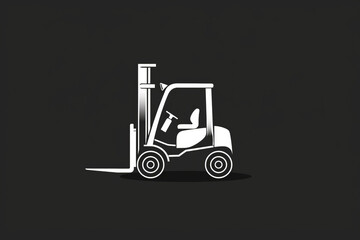 Simple style black and white forklift logo illustration