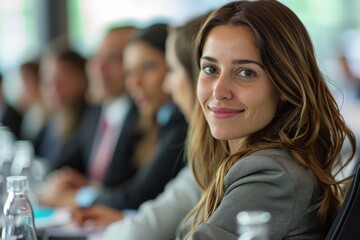 Confident Businesswoman Smiling During Meeting