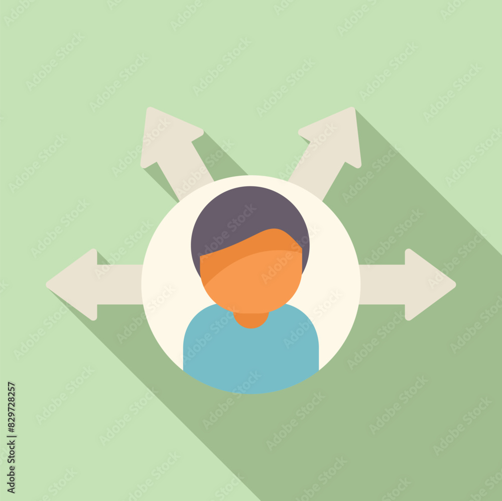 Poster conceptual image of an individual facing choices represented by arrows pointing in different directi