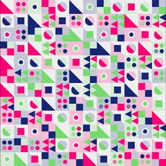 a large, colorful quilt with different shapes and sizes on a white background