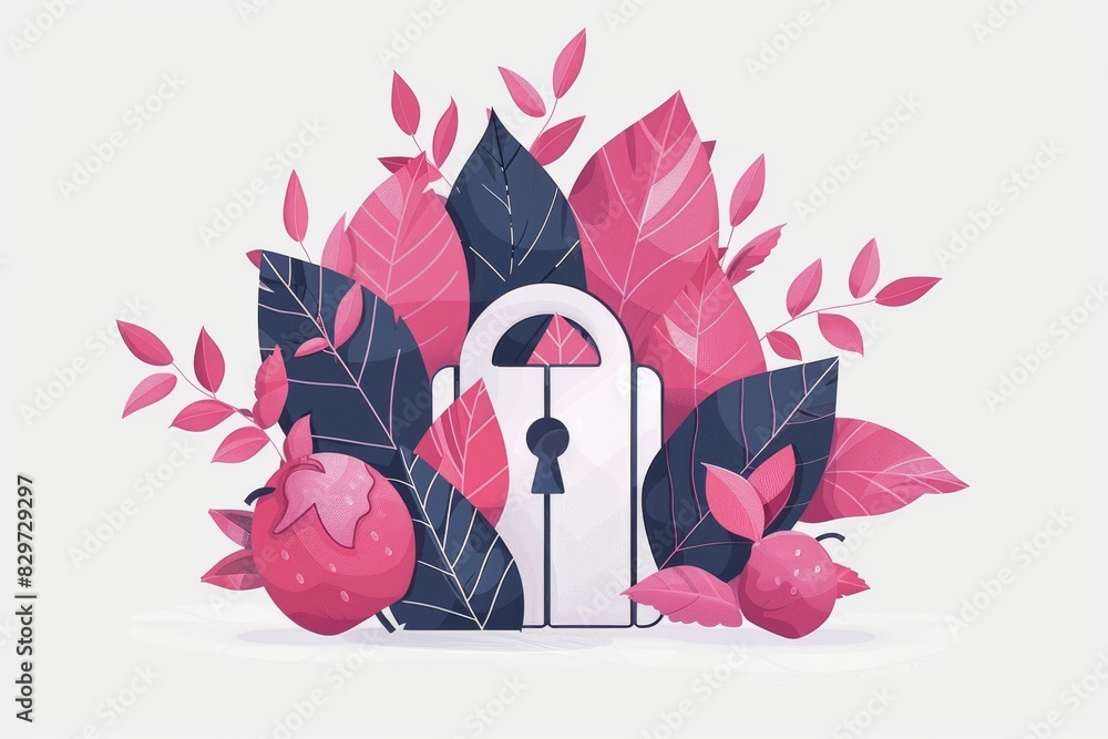Aufkleber abstract floral design with padlock, representing secure data protection and privacy in a creative s