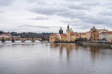 Obraz premium Scenic view of Charles Bridge in Prague, Czech Republic