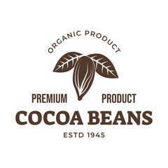 Vintage cocoa bean, cocoa plant logo icon vector template