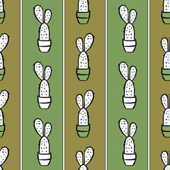 Cactus Vector Seamless pattern. Nature. Hand drawn doodle cacti. Desert Floral background. Color succulents print in the scandinavian style