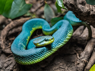 Obraz premium green snake in the grass