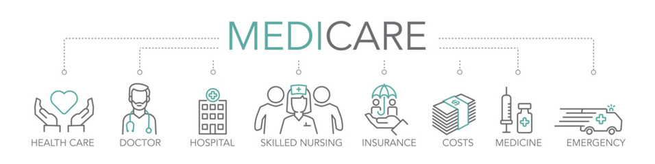 Medicare - thin line two-tone icon concept