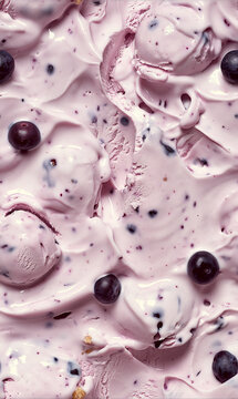 Blueberry Cheesecake Ice Cream Surface Close-up Shot