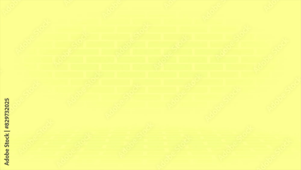 Poster yellow color simple 3d space with bricks pattern geometrical minimal looped background